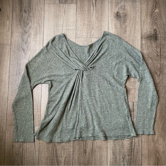 Pink Blush Waffle Sweater with Knotted Detail on Back - Picture 2 of 2